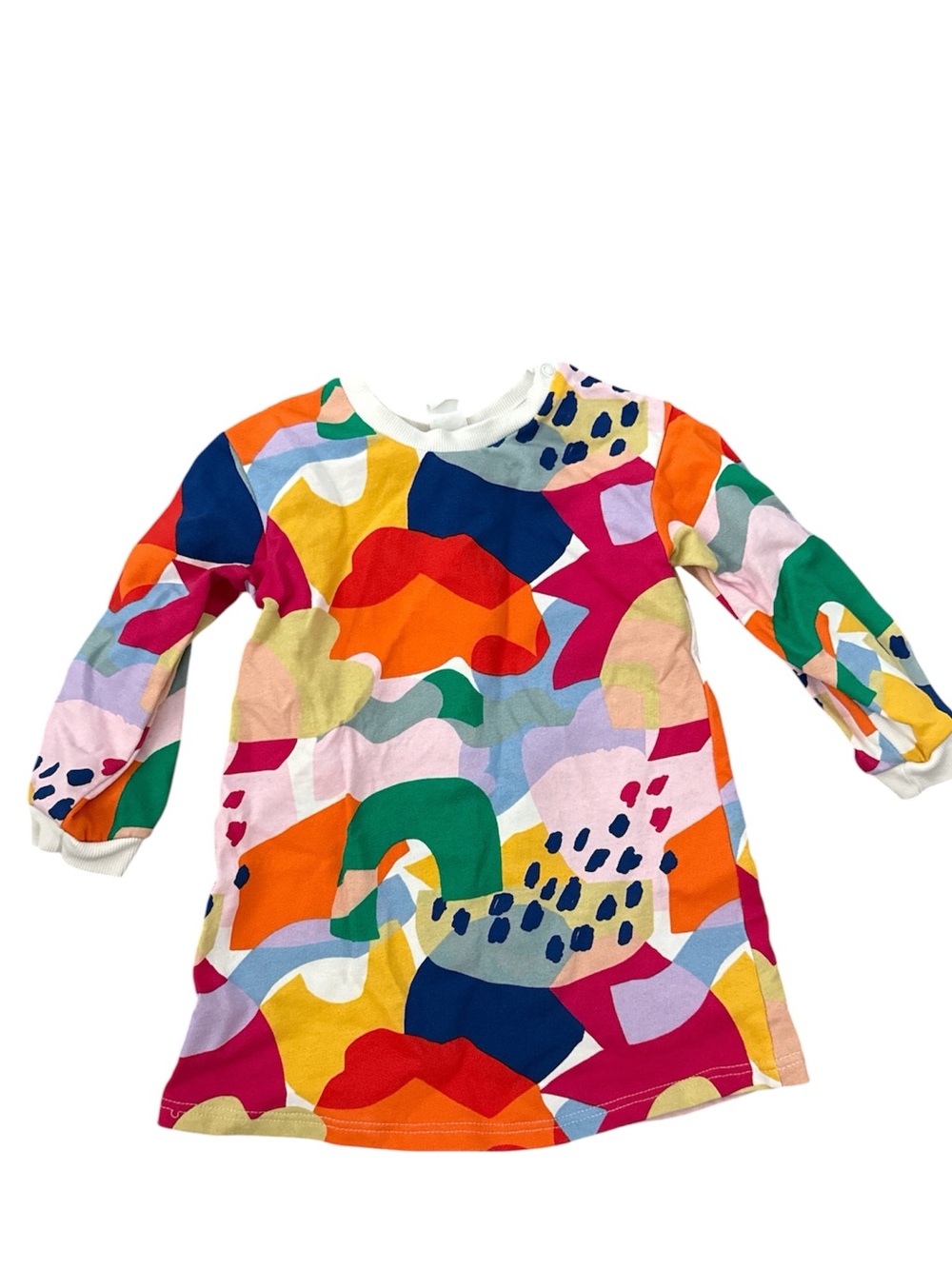 H&M Girls 2T Colorful Artsy Dress Shoulder Snap Back to School Abstract